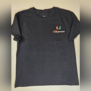 FloGrown Youth T-shirt Black Medium Miami Hurricanes Graphic Florida Fishing Tee